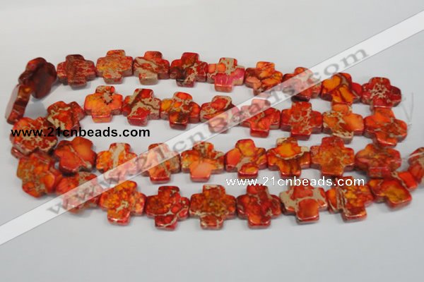 CDI563 15.5 inches 20*20mm cross dyed imperial jasper beads