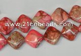 CDI568 15.5 inches 10*10mm diamond dyed imperial jasper beads