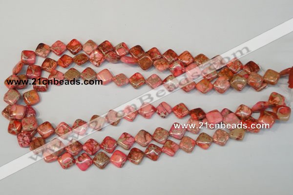 CDI568 15.5 inches 10*10mm diamond dyed imperial jasper beads