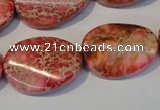 CDI575 15.5 inches 18*25mm twisted oval dyed imperial jasper beads