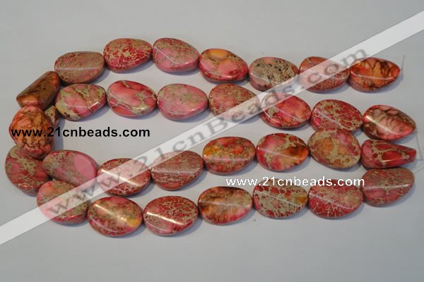 CDI575 15.5 inches 18*25mm twisted oval dyed imperial jasper beads