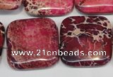 CDI626 15.5 inches 25*25mm square dyed imperial jasper beads