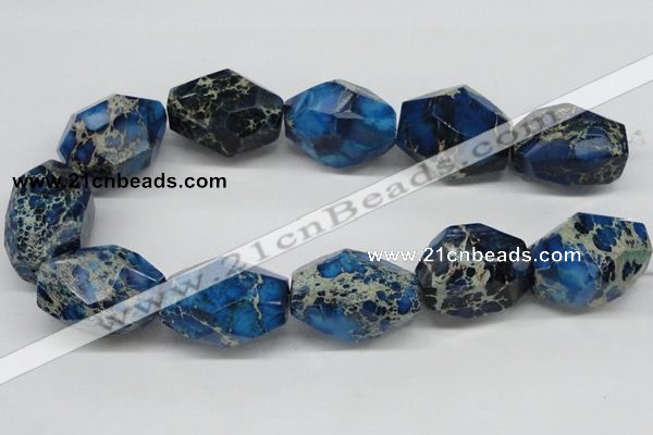 CDI65 16 inches 25*35mm faceted nuggets dyed imperial jasper beads