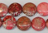 CDI655 15.5 inches 16mm flat round dyed imperial jasper beads