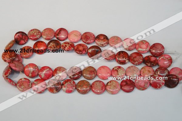CDI655 15.5 inches 16mm flat round dyed imperial jasper beads