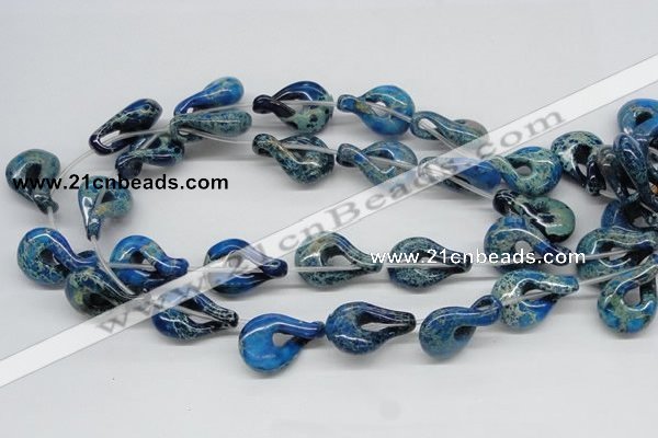 CDI66 16 inches 20*30mm petal shaped dyed imperial jasper beads