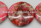 CDI661 15.5 inches 40mm flat round dyed imperial jasper beads