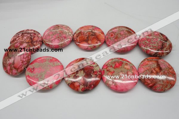 CDI661 15.5 inches 40mm flat round dyed imperial jasper beads