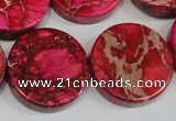 CDI665 15.5 inches 25mm coin dyed imperial jasper beads