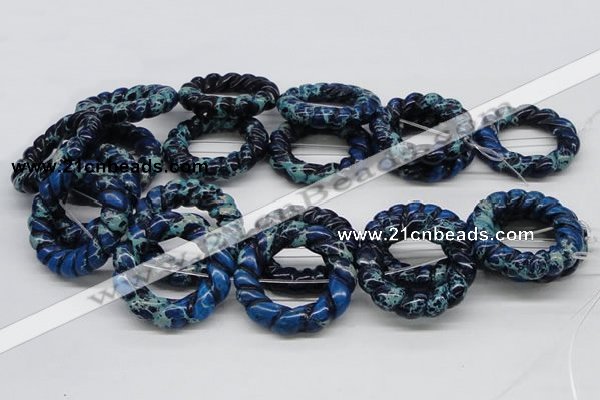 CDI67 16 inches 40mm donut shaped dyed imperial jasper beads