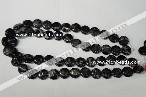 CDI688 15.5 inches 15mm flat round dyed imperial jasper beads