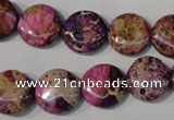 CDI706 15.5 inches 14mm flat round dyed imperial jasper beads