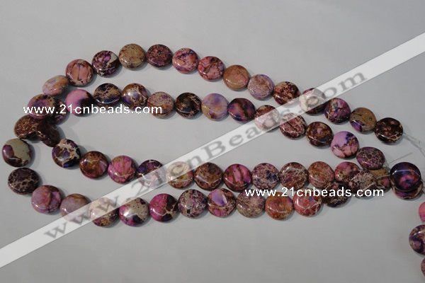 CDI706 15.5 inches 14mm flat round dyed imperial jasper beads