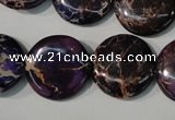 CDI707 15.5 inches 20mm flat round dyed imperial jasper beads