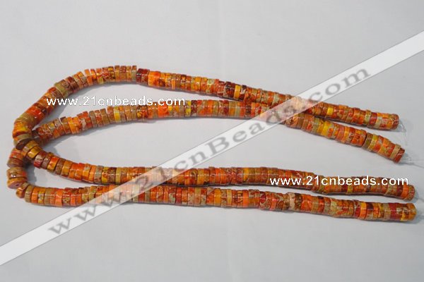 CDI734 15.5 inches 3*8mm heishi dyed imperial jasper beads