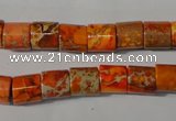 CDI737 15.5 inches 8*8mm tube dyed imperial jasper beads