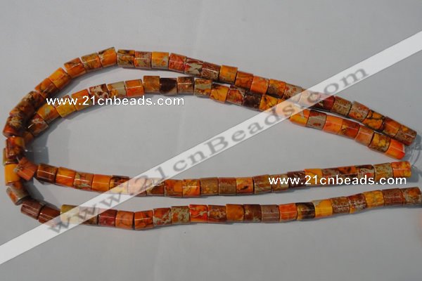 CDI737 15.5 inches 8*8mm tube dyed imperial jasper beads