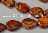 CDI754 15.5 inches 13*18mm flat teardrop dyed imperial jasper beads