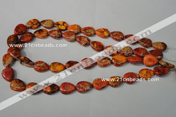 CDI754 15.5 inches 13*18mm flat teardrop dyed imperial jasper beads