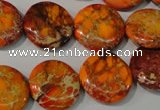 CDI757 15.5 inches 18mm flat round dyed imperial jasper beads