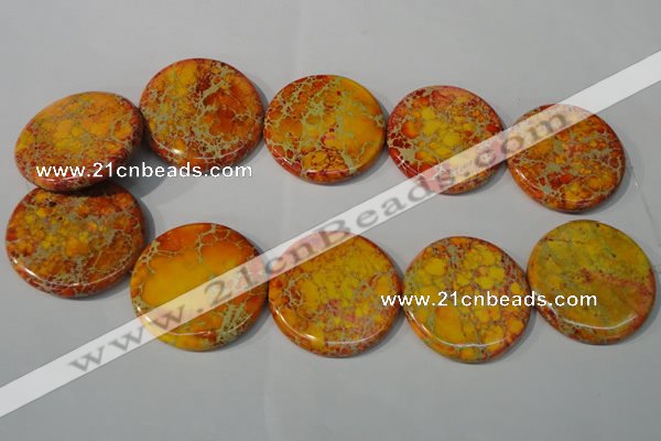 CDI758 15.5 inches 40mm flat round dyed imperial jasper beads