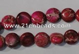 CDI785 15.5 inches 10mm flat round dyed imperial jasper beads