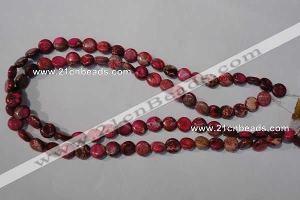 CDI785 15.5 inches 10mm flat round dyed imperial jasper beads