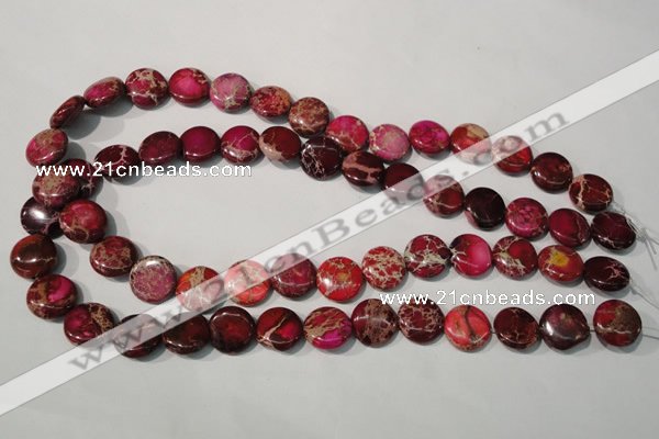 CDI786 15.5 inches 14mm flat round dyed imperial jasper beads