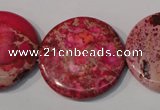 CDI788 15.5 inches 30mm flat round dyed imperial jasper beads