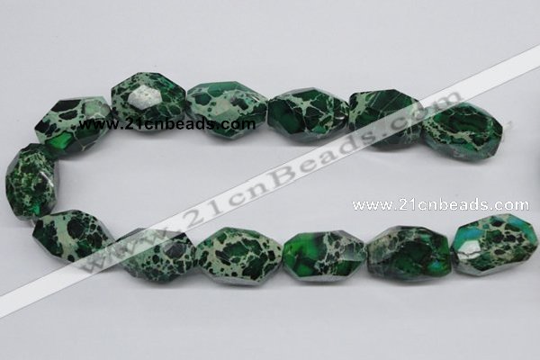 CDI80 16 inches 20*30mm faceted nuggets dyed imperial jasper beads