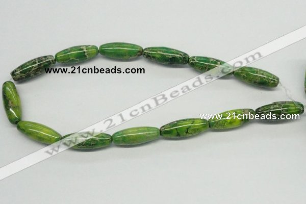 CDI89 16 inches 12*30mm rice dyed imperial jasper beads wholesale