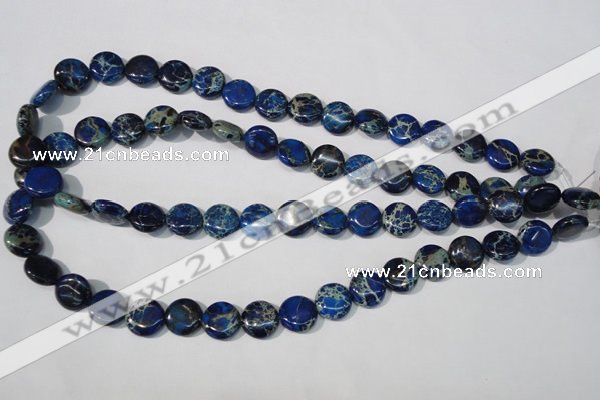 CDI906 15.5 inches 12mm flat round dyed imperial jasper beads