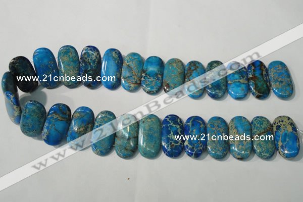 CDI917 15.5 inches 15*30mm oval double drilled dyed imperial jasper beads