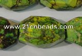 CDI933 15.5 inches 19*30mm faceted nuggets dyed imperial jasper beads