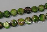 CDI935 15.5 inches 8mm flat round dyed imperial jasper beads