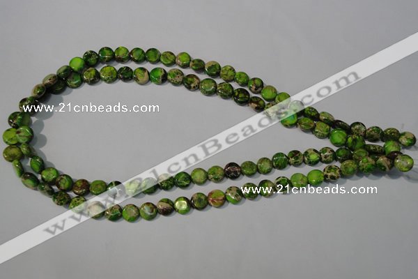 CDI935 15.5 inches 8mm flat round dyed imperial jasper beads