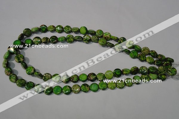 CDI936 15.5 inches 10mm flat round dyed imperial jasper beads