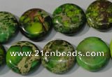 CDI937 15.5 inches 16mm flat round dyed imperial jasper beads