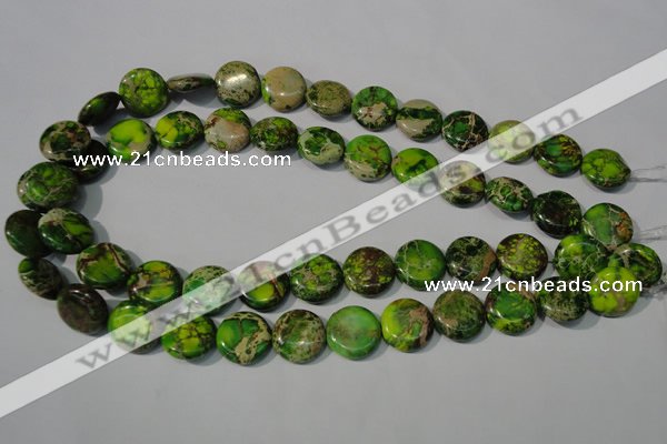 CDI937 15.5 inches 16mm flat round dyed imperial jasper beads