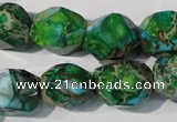 CDI964 15.5 inches 14*17mm faceted nuggets dyed imperial jasper beads