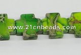 CDI97 16 inches 18*18mm cross dyed imperial jasper beads wholesale