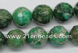 CDI98 16 inches 14mm faceted round dyed imperial jasper beads wholesale