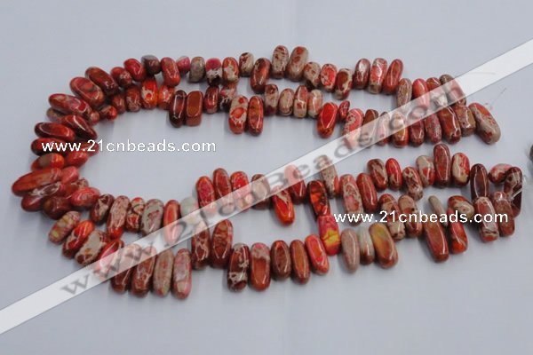 CDI985 15.5 inches 6*15mm - 8*20mm dyed imperial jasper chips beads