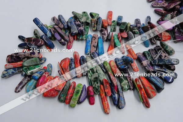 CDI987 15.5 inches 8*22mm - 10*38mm dyed imperial jasper chips beads