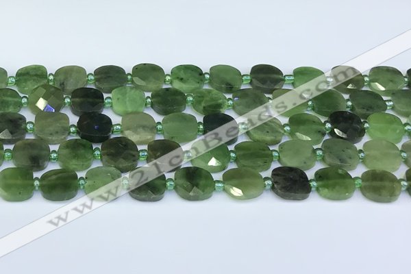 CDJ411 15.5 inches 10mm faceted square Canadian jade beads