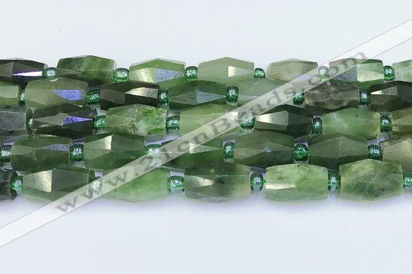 CDJ412 15.5 inches 8*14 - 9*14mm faceted freeform Canadian jade beads