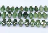 CDJ413 15.5 inches 8*14 - 9*14mm faceted freeform Canadian jade beads