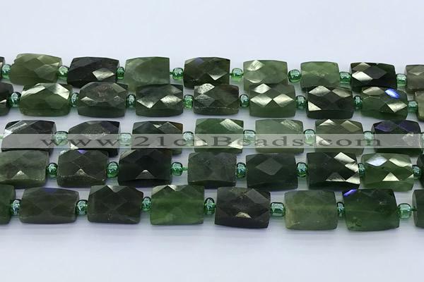 CDJ418 15 inches 10*13mm faceted rectangle Canadian jade beads