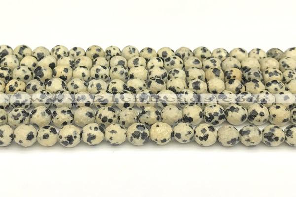 CDM100 15 inches 6mm faceted round dalmatian jasper beads