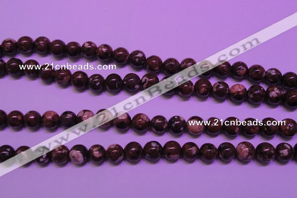 CDM52 15 inches 8mm round strawberry dalmatian jasper beads